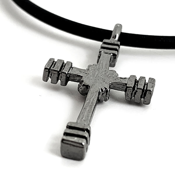 Rugged Cross Necklace Gunmetal Color Finish - Forgiven Jewelry