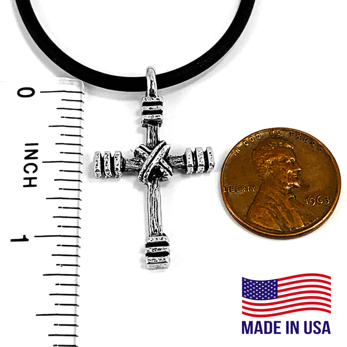 Rugged Cross Necklace Rhodium Bling Finish - Forgiven Jewelry