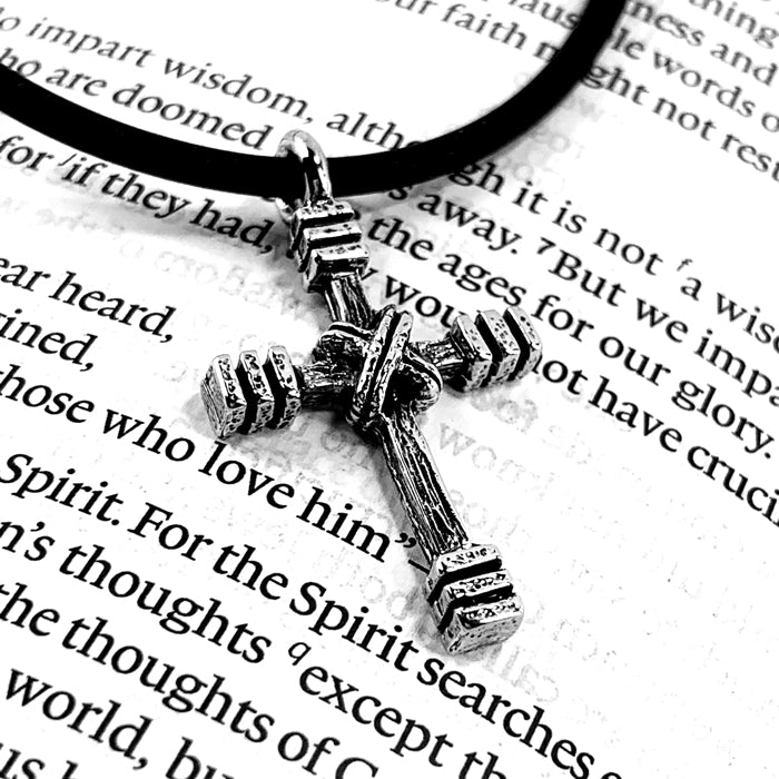Rugged Cross Necklace Rhodium Bling Finish - Forgiven Jewelry