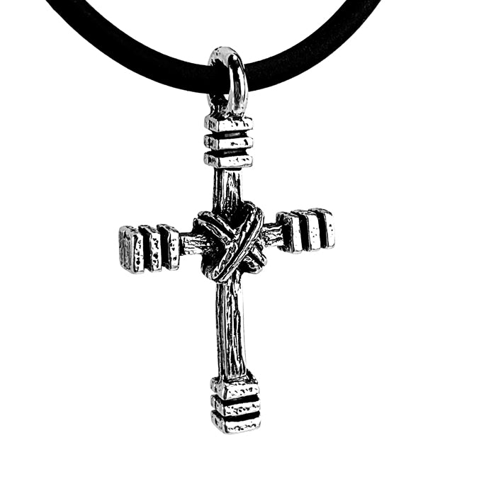 Rugged Cross Necklace Rhodium Bling Finish - Forgiven Jewelry