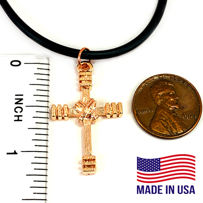 Rugged Cross Necklace Rose Gold Color - Forgiven Jewelry
