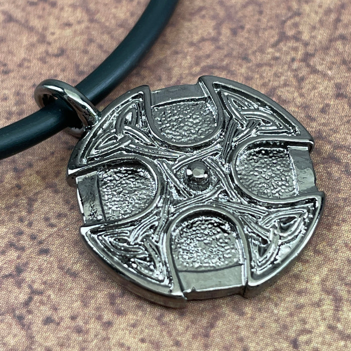 Celtic Cross Trinity Shield Pendant Gunmetal Necklace - Forgiven Jewelry