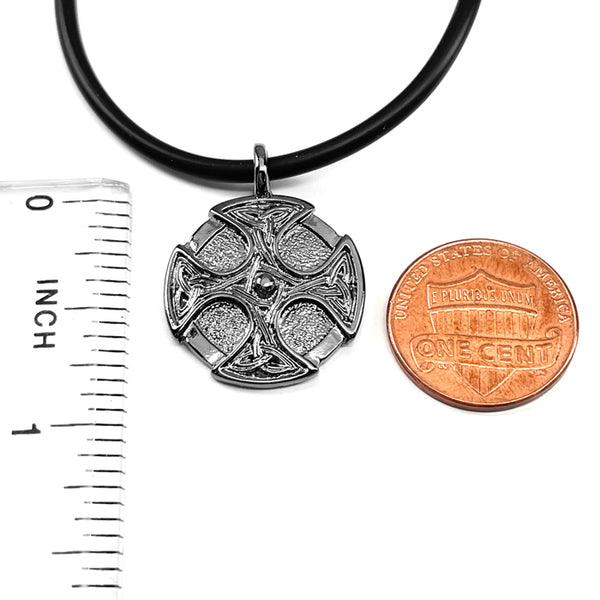 Celtic Cross Trinity Shield Pendant Gunmetal Necklace - Forgiven Jewelry