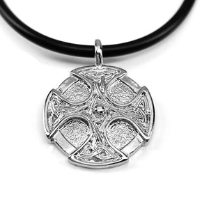 Celtic Cross Trinity Shield Pendant Rhodium Necklace - Forgiven Jewelry