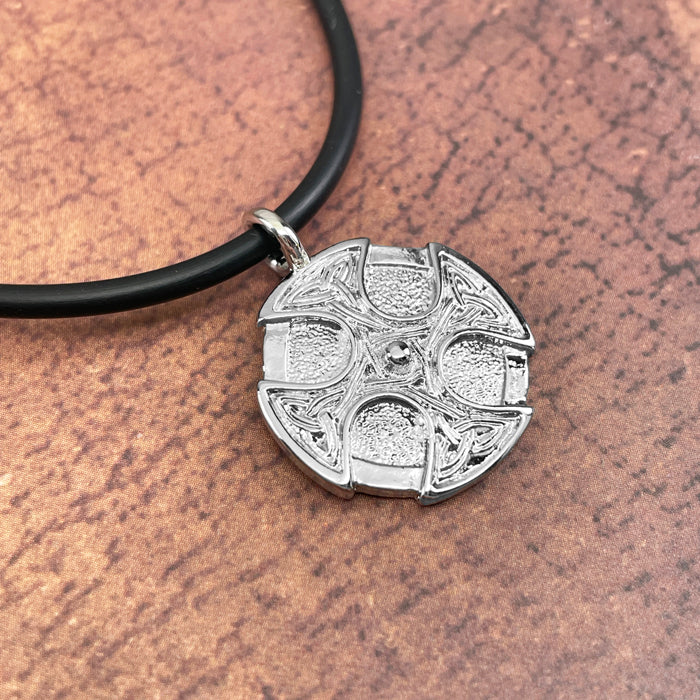 Celtic Cross Trinity Shield Pendant Rhodium Necklace - Forgiven Jewelry