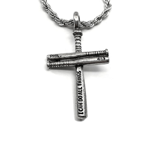 Baseball Bat Cross Small Necklace Rope Chain - Forgiven Jewelry