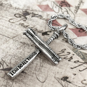 Baseball Bat Cross Small Necklace Rope Chain - Forgiven Jewelry