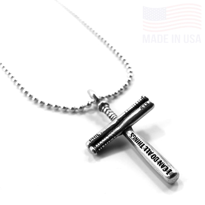 Baseball Bat Cross Necklace Small - Forgiven Jewelry