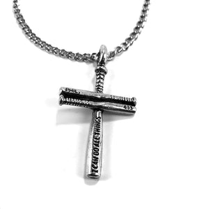Baseball Bat Cross Small on 18 Inch Chain - Forgiven Jewelry