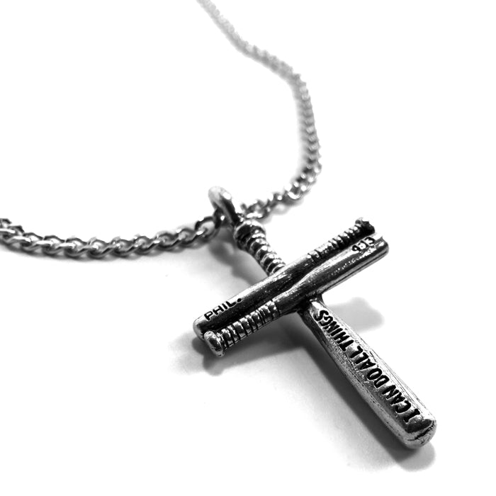 Baseball Bat Cross Small on 18 Inch Chain - Forgiven Jewelry