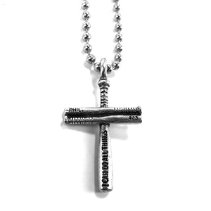 Baseball Bat Cross Small on Big Ball Chain - Forgiven Jewelry