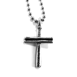 Baseball Bat Cross Small on Big Ball Chain - Forgiven Jewelry