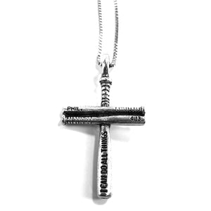 Baseball Bat Cross Small on Box Chain - Forgiven Jewelry