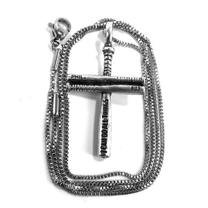 Baseball Bat Cross Small on Box Chain - Forgiven Jewelry