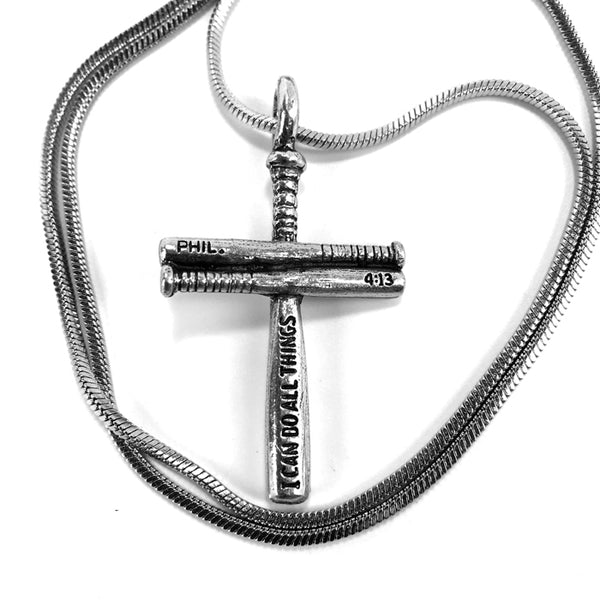 Baseball Bat Cross Small on Snake Chain - Forgiven Jewelry