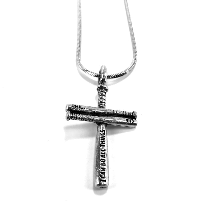 Baseball Bat Cross Small on Snake Chain - Forgiven Jewelry