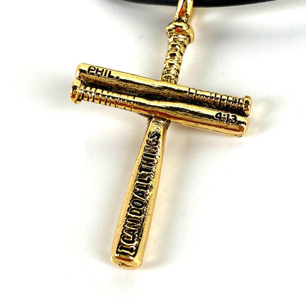 Baseball Cross Bat Necklace Small Gold - Forgiven Jewelry