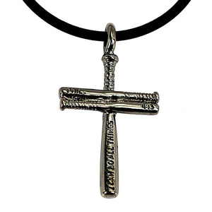 Baseball Cross Bat Necklace Small Gunmetal Color Finish - Forgiven Jewelry