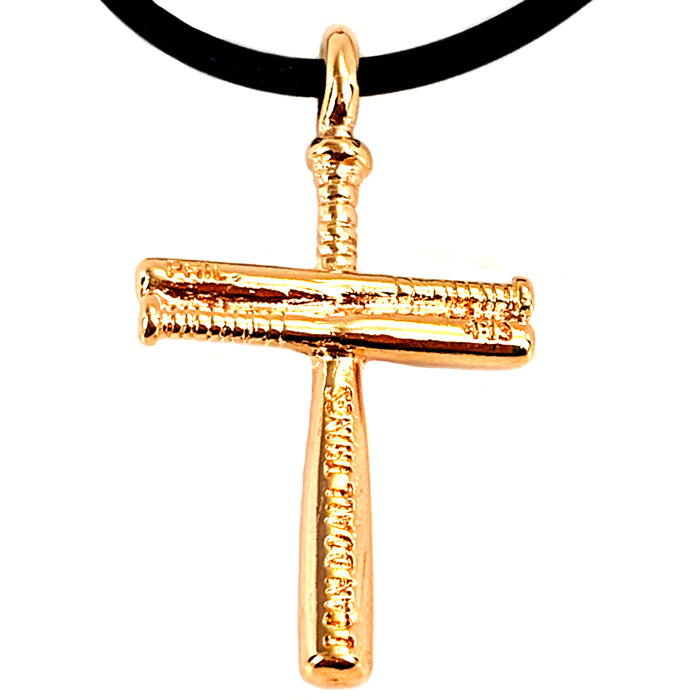 Baseball Cross Bat Necklace Small Rose Gold - Forgiven Jewelry