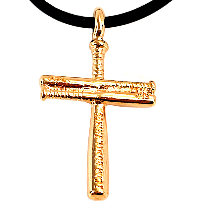 Softball Cross Bat Necklace Small Rose Gold - Forgiven Jewelry