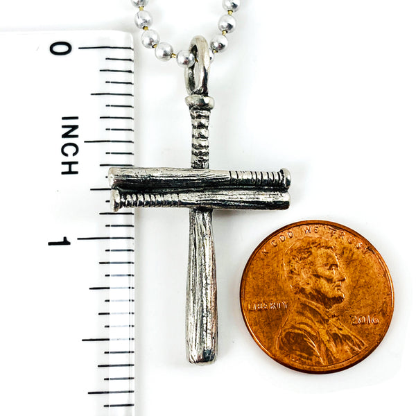 Cross Baseball Small Bat Plain Necklace - Forgiven Jewelry