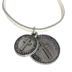 Cross Coins Silver on Suede Necklace - Forgiven Jewelry