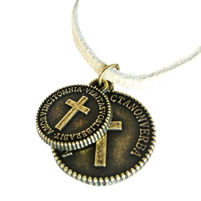 Cross Coins Brass on Suede Necklace - Forgiven Jewelry