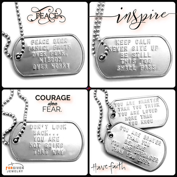 Peace Over Panic Faith Over Fear Wisdom Over Worry Dog Tag Necklace - Forgiven Jewelry