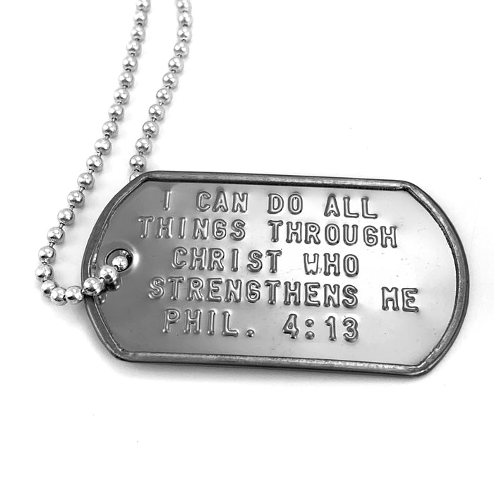 I Can Do All Things Through Christ Dog Tag Necklace - Forgiven Jewelry