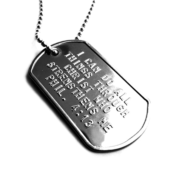I Can Do All Things Through Christ Dog Tag Necklace - Forgiven Jewelry