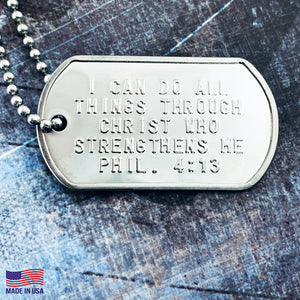 I Can Do All Things Through Christ Dog Tag Necklace - Forgiven Jewelry