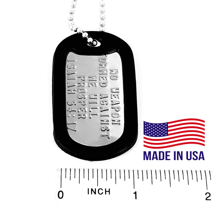Nothing Formed Against Me Will Prosper Dog Tag Silencer Necklace - Forgiven Jewelry