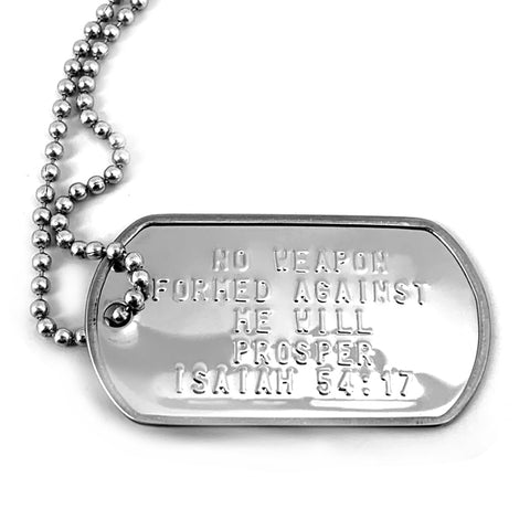 Nothing Formed Against Me Will Prosper Dog Tag Necklace - Forgiven Jewelry
