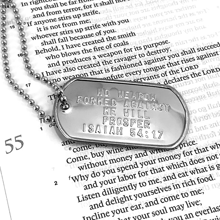 Nothing Formed Against Me Will Prosper Dog Tag Necklace - Forgiven Jewelry