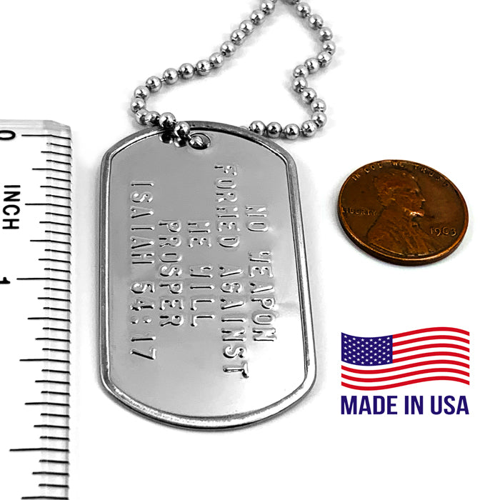 Nothing Formed Against Me Will Prosper Dog Tag Necklace - Forgiven Jewelry