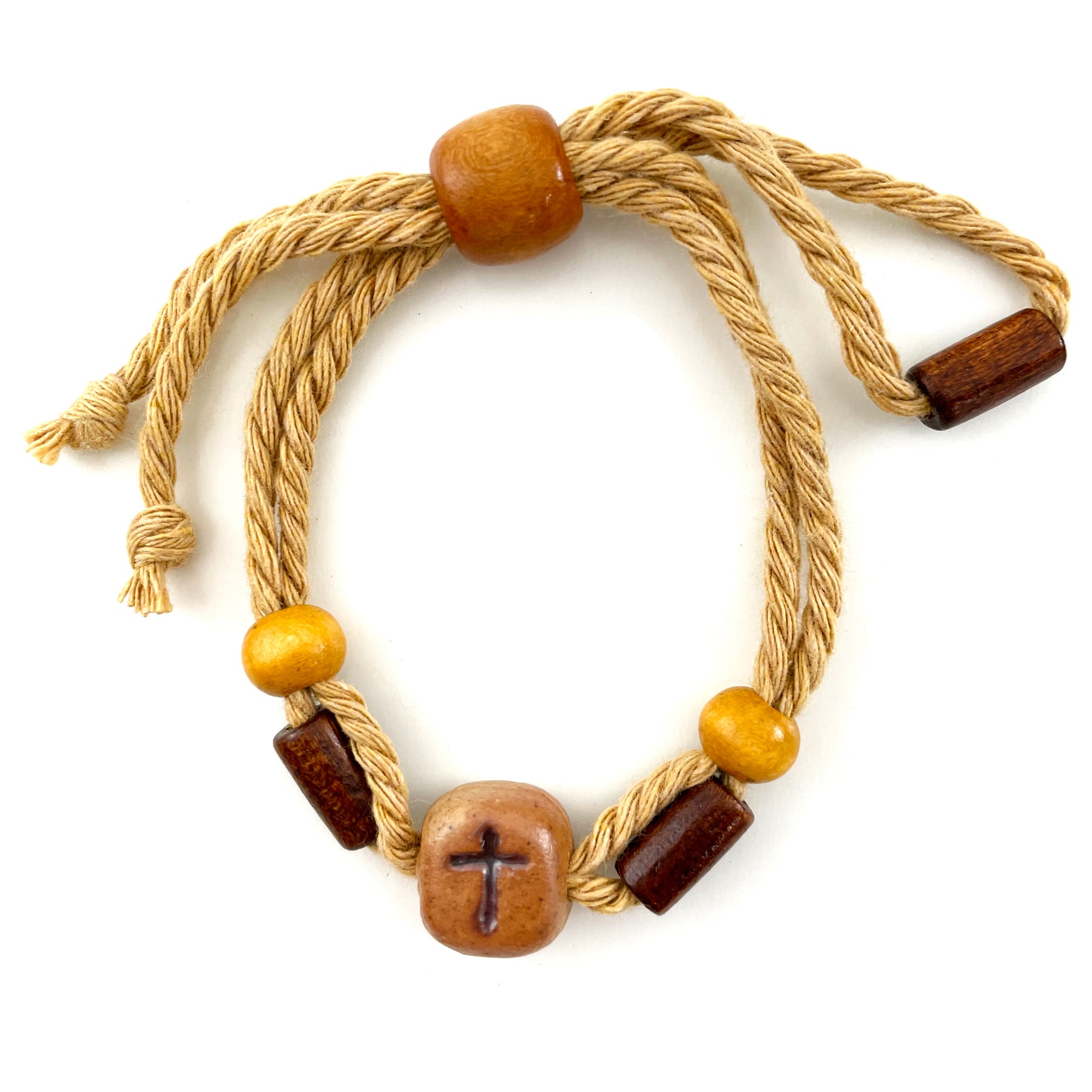 Adjustable Cross Bead Jute Bracelet - Forgiven Jewelry