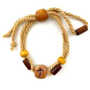 Adjustable Cross Bead Jute Bracelet - Forgiven Jewelry