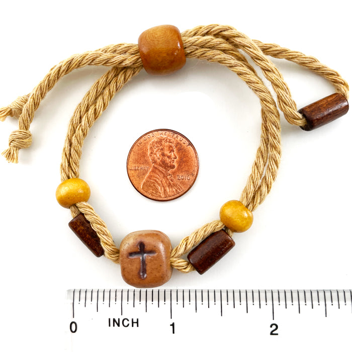 Adjustable Cross Bead Jute Bracelet - Forgiven Jewelry