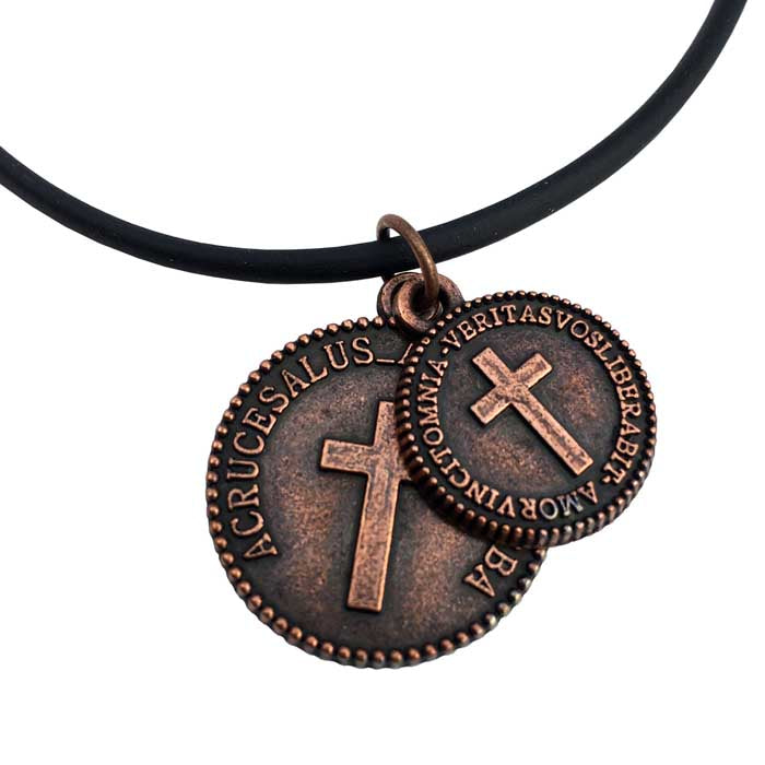 Cross Coins Copper on Rubber Necklace - Forgiven Jewelry