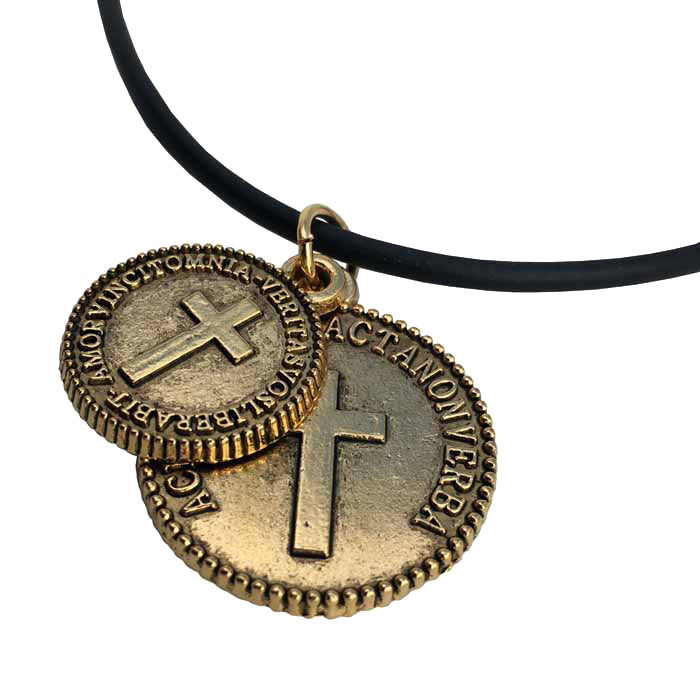 Cross Coins Gold on Rubber Necklace - Forgiven Jewelry