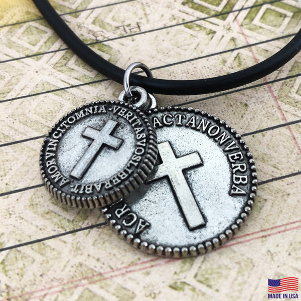 Cross Coins Silver on Rubber Necklace - Forgiven Jewelry