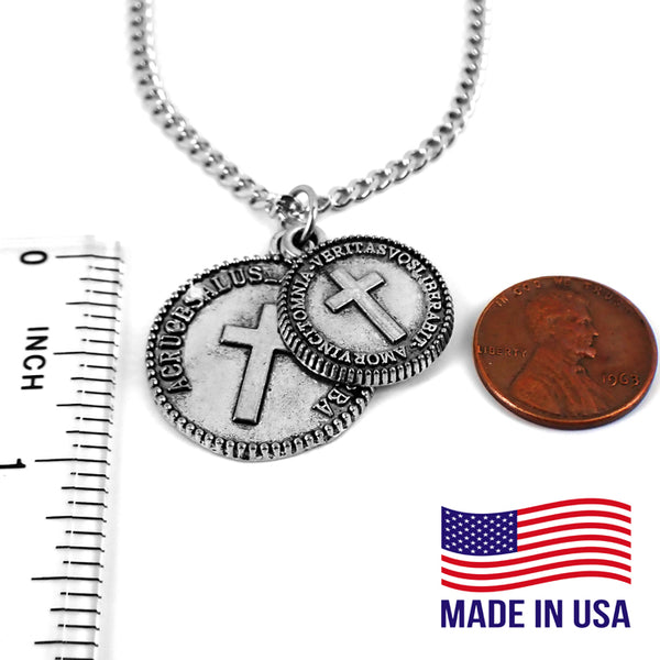Cross Coins Pewter on Chain Necklace - Forgiven Jewelry