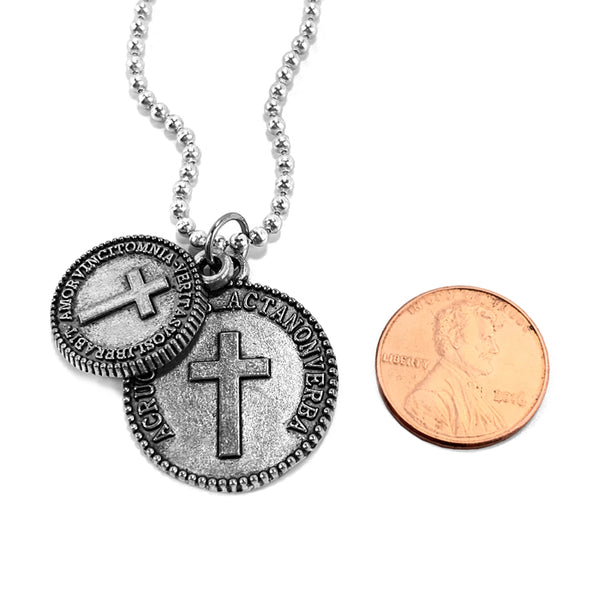 Cross Coins Pewter on Ball Chain - Forgiven Jewelry