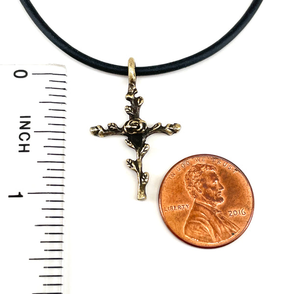 Cross Rose Of Sharon Cross Antique Brass Finish Necklace - Forgiven Jewelry