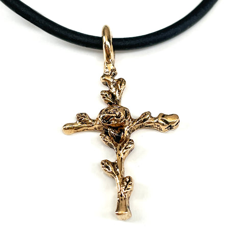 Cross Rose Of Sharon Cross Gold Finish Necklace - Forgiven Jewelry