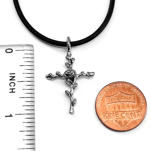 Cross Rose Of Sharon Cross Antique Silver Finish Necklace - Forgiven Jewelry