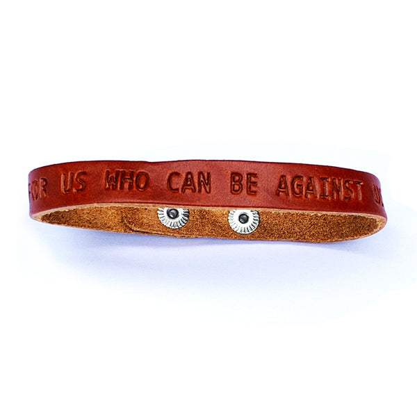 Romans 8:31 God Is For Us Large Leather Bracelet - Forgiven Jewelry