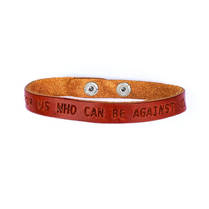Romans 8:31 God Is For Us Large Leather Bracelet - Forgiven Jewelry