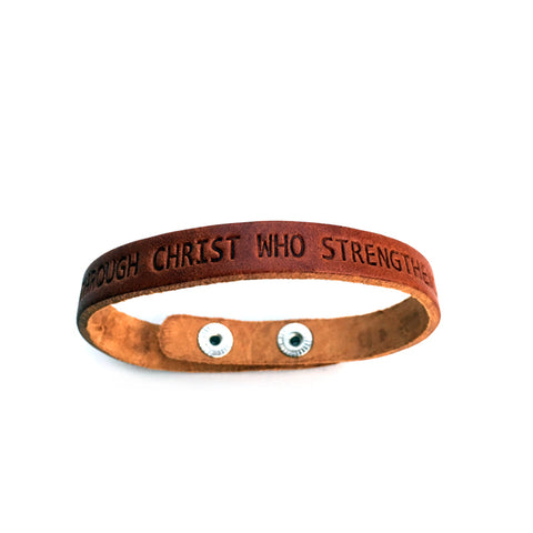 Philippians 4:13 Large Leather Bracelet - Forgiven Jewelry