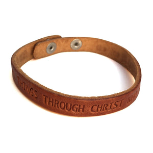 Philippians 4:13 Large Leather Bracelet - Forgiven Jewelry